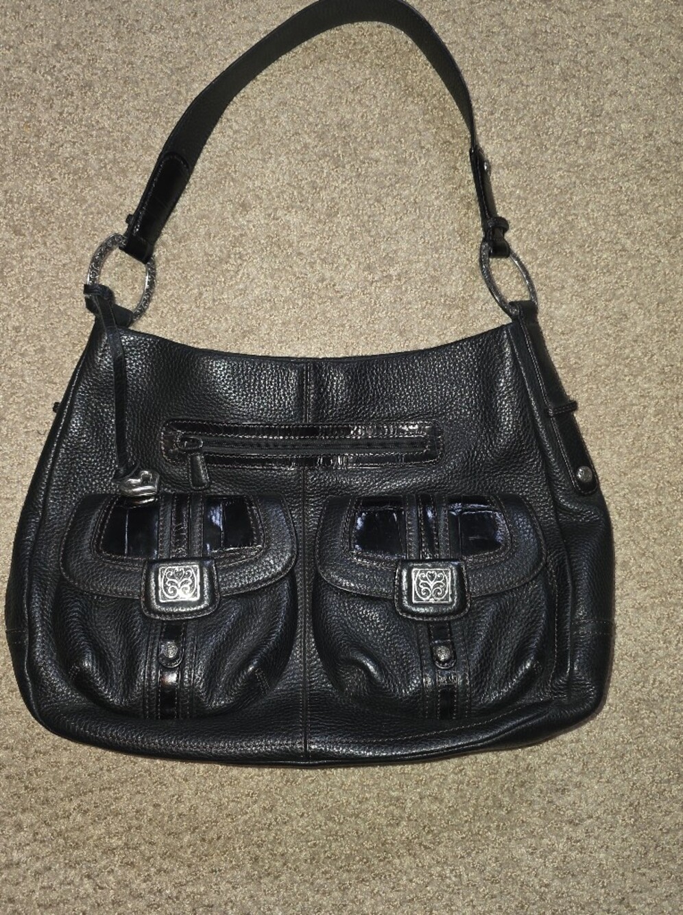 BEAUTIFUL LARGE BLACK BRIGHTON HOBO POCKET BAG! LIKE NEW!